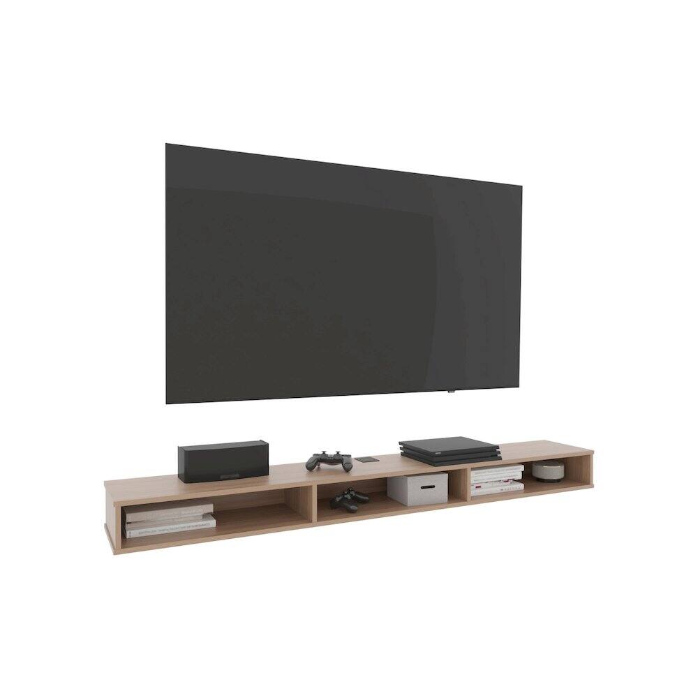 Alt View 3. TuHome - Luft 71" Wide Floating Tv Stand Natural Oak MDF - Brown.