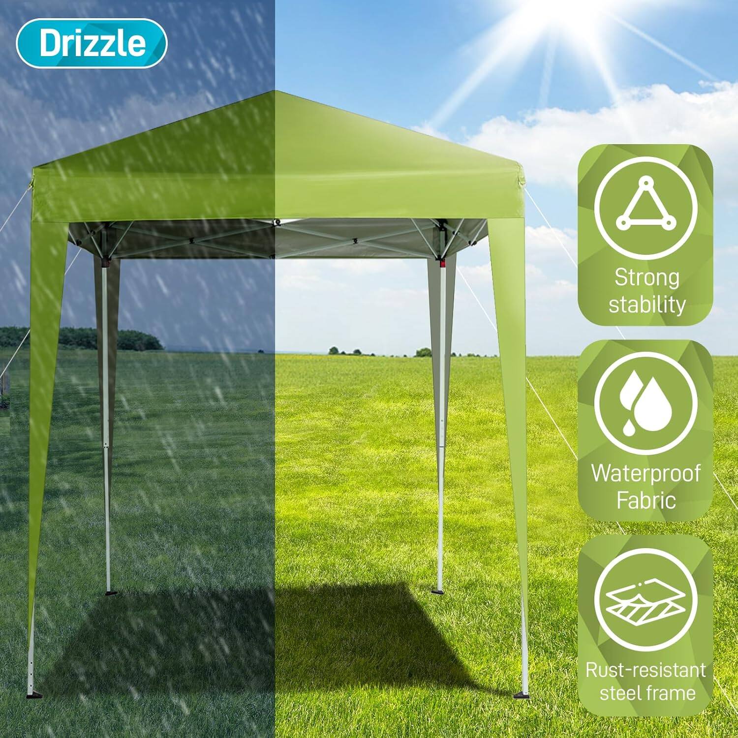 Drizzle

- Strong stability
- Waterproof Fabric
- Rust-resistant steel frame
