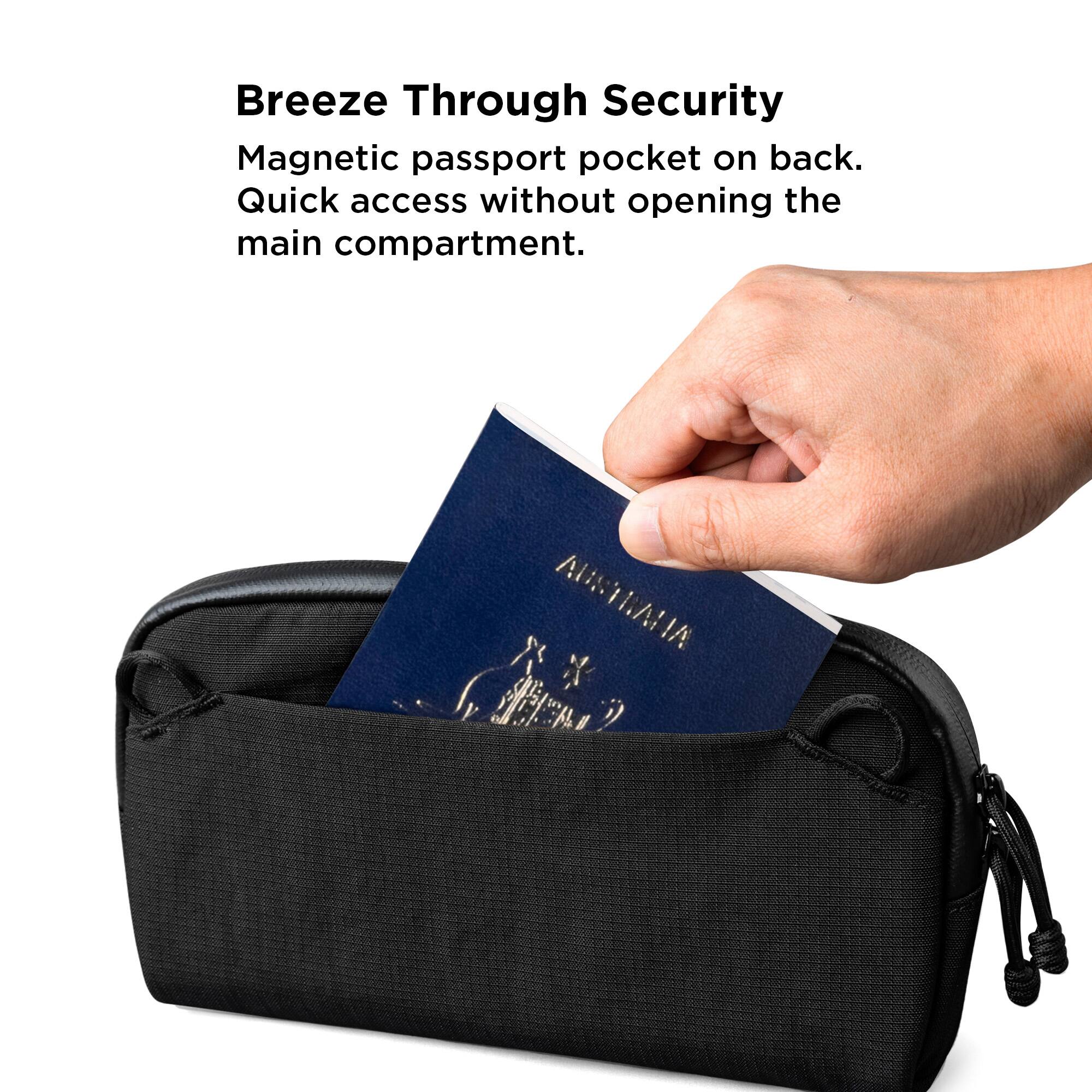 Breeze Through Security

Magnetic passport pocket on back. Quick access without opening the main compartment.