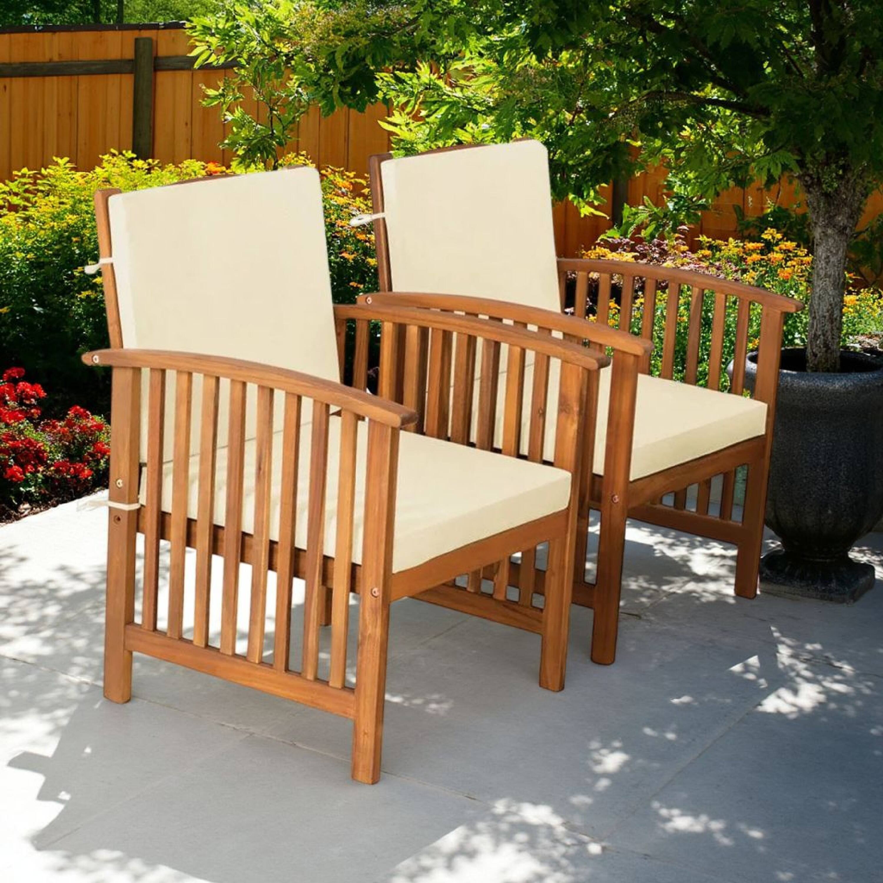 Alt View 5. Manhattan Lane - Kaila Outdoor Armchair Set of 2, Beige Cushions - Beige, Natural Brown.