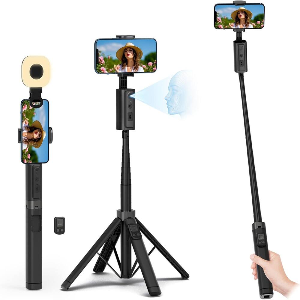 Front. ACJPR - 57” Auto Face Tracking Tripod, 360 Rotation, Remote, Gesture Control.