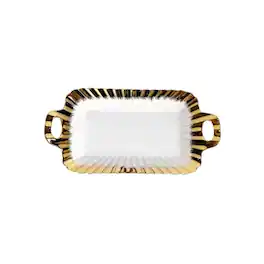 Jiallo - 10" Ceramic Platter plus Handle wtih Gold Edge - White