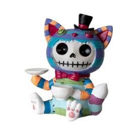 Pacific Trading - Cheshire Cat Furrybones Collectible Figurine Signature Skeleton Figurine in Colorful Cat Costume 3 Tall - Multicolor