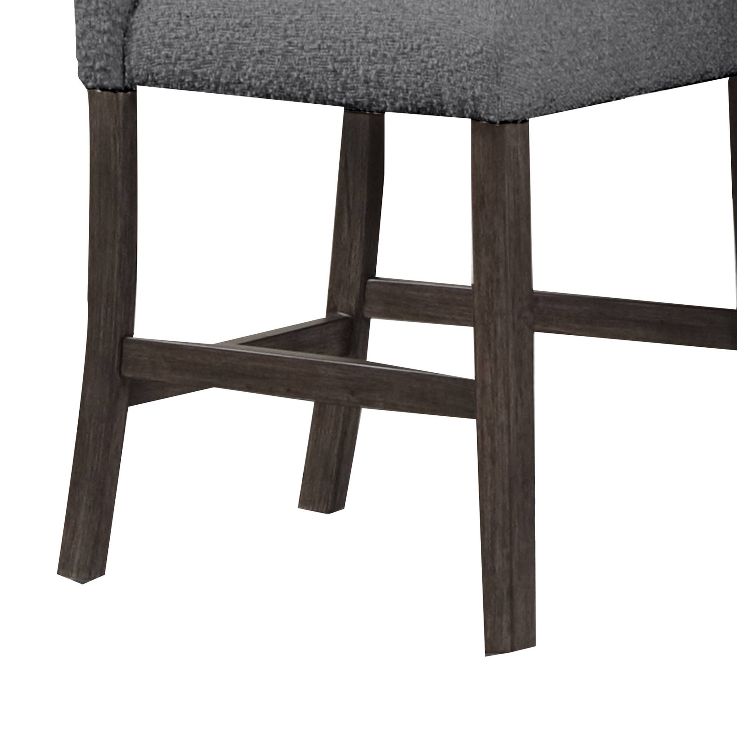 Back. Manhattan Lane - Ghy 25 Inch Dining Side Chair Set of 2, Gray Textured Upholstery, Brown - Gray, Brown.