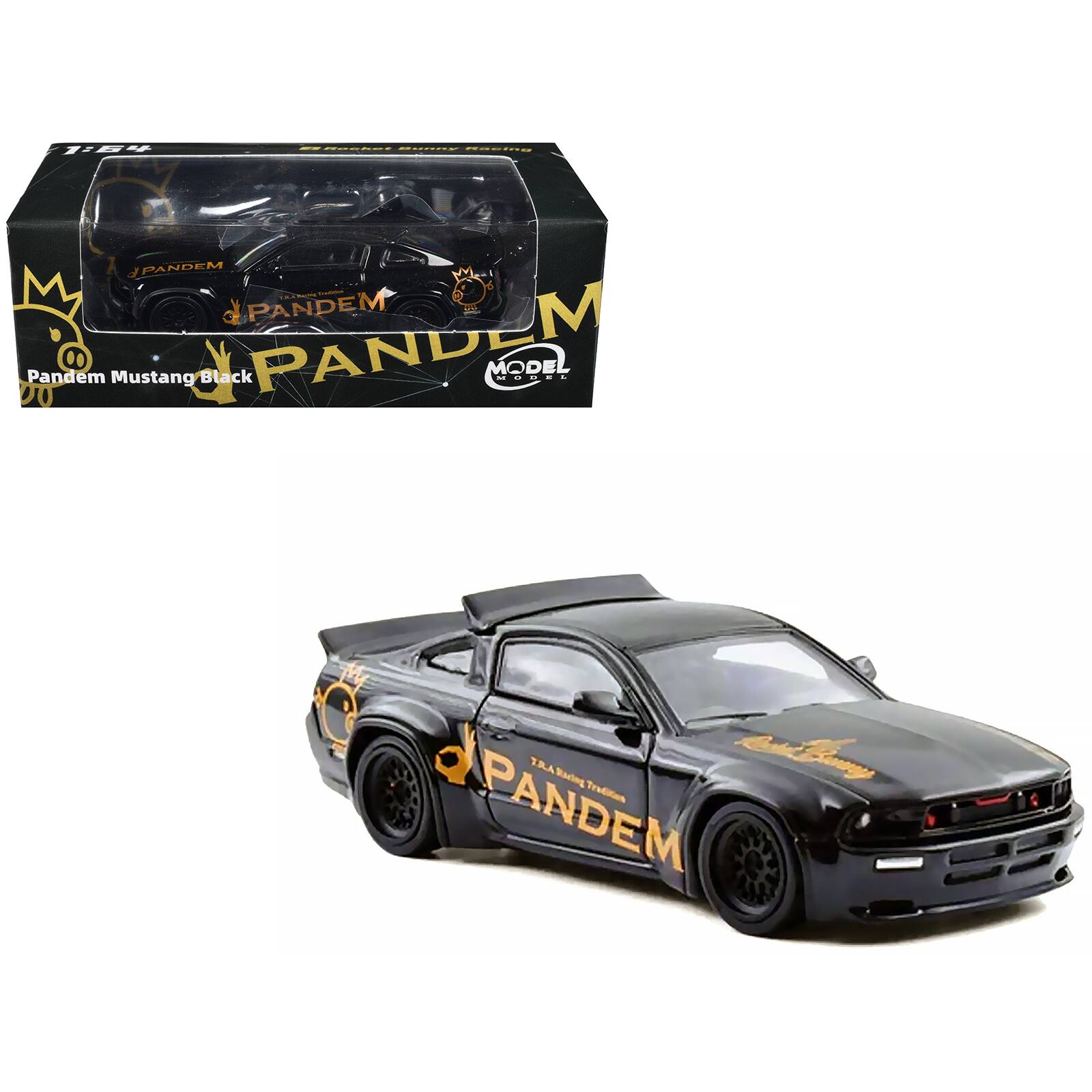 Pandem Mustang Black with Gold Graphics 1/64 Diecast Model Car by Model Model price history on PriceWatchPro