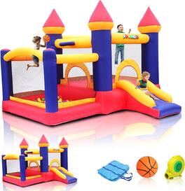 Winado - Inflatable Bounce House for Kids with Ball Pit, Inflatable Bouncing Castle Play Center w/Air Blower Pump,