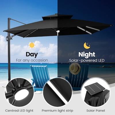 Day For any occasion  
Night Solar-powered LED  
Centred LED light  
Premium light strip  
Solar Panel
