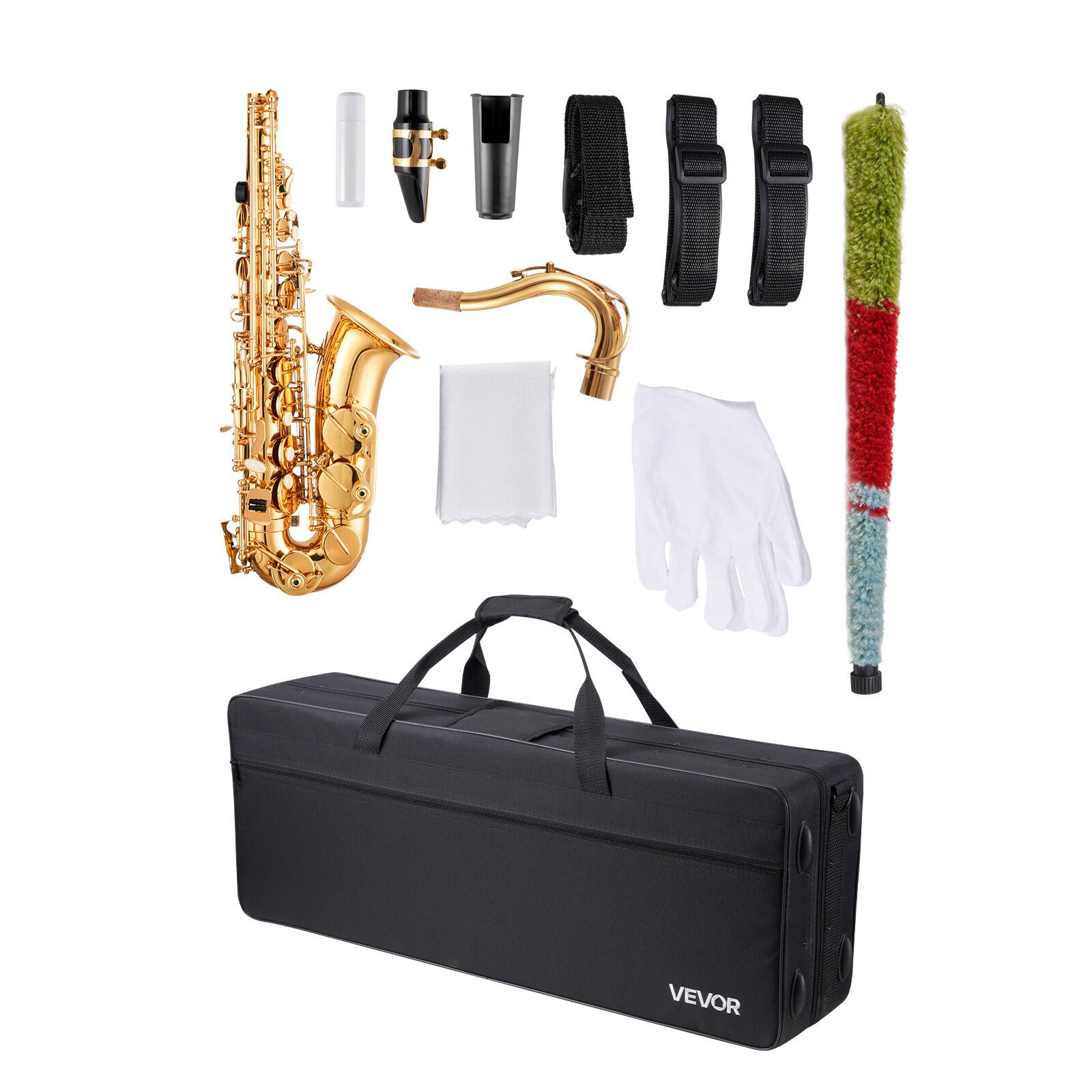 Alt View 5. VEVOR - Tenor Saxophone, B Flat, Professional Brass Saxophone Beginner Kit with Carrying Case, Mouthpiece, Straps - Gold.