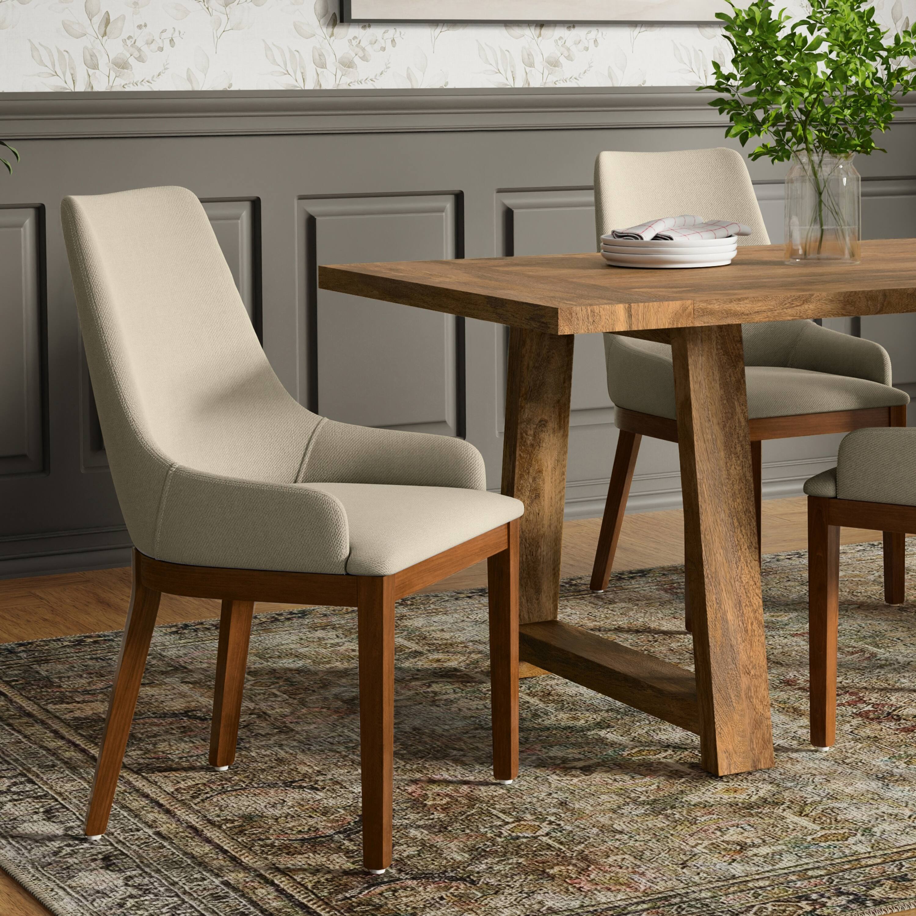 Angle. Simpli Home - Stephanie Dining Chair (Set of 2) in Natural Linen Look Fabric - Natural.