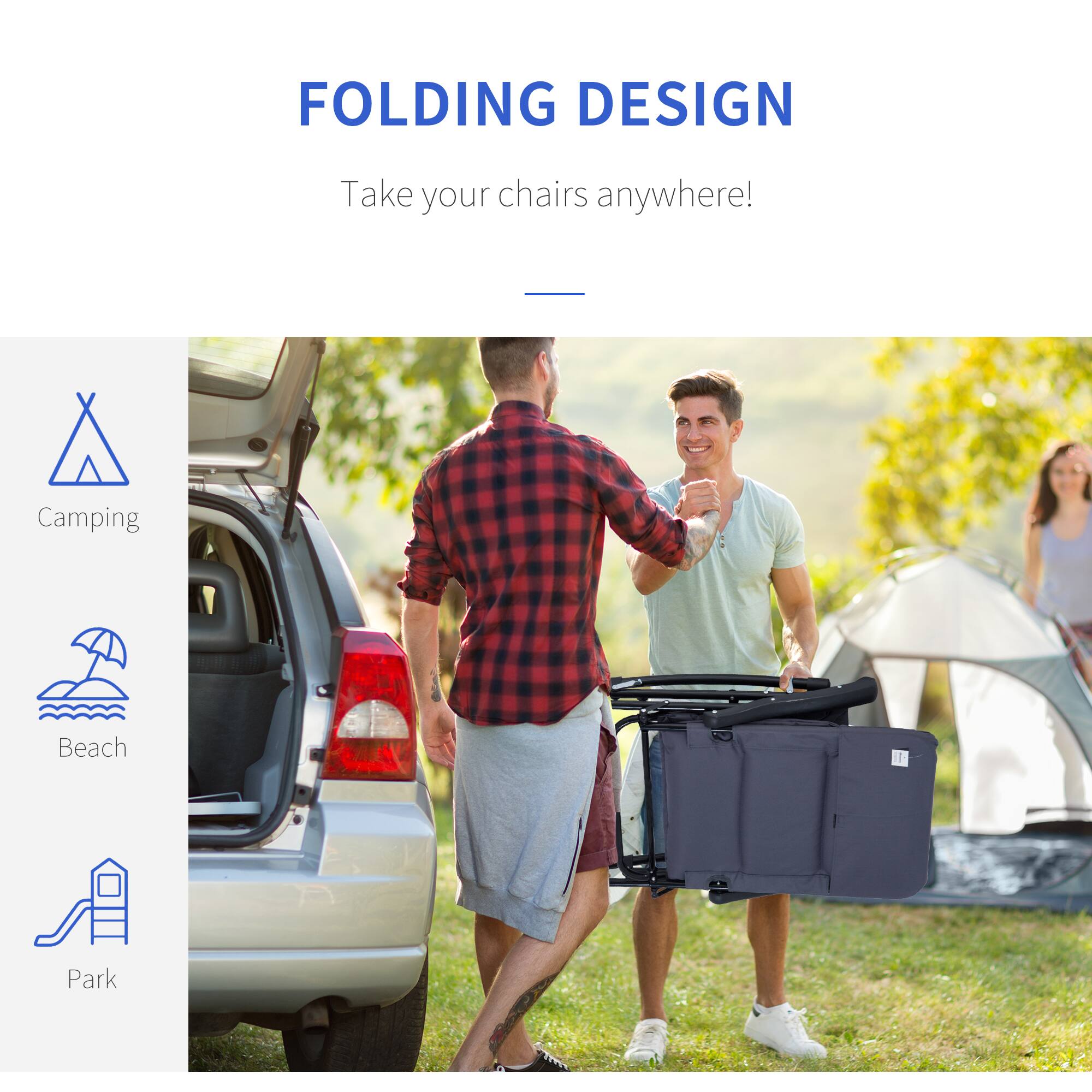 FOLDING DESIGN
Take your chairs anywhere!
Camping
Beach
Park