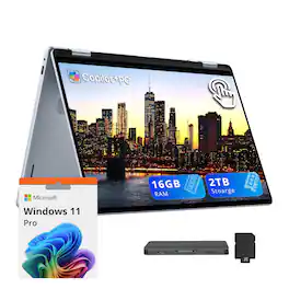 Dell - Plus 16" 2-in-1 Touch Laptop,Intel Ultra 7 256V,16GB RAM,1TB SSD+1TB Dock Set,Intel Arc Graphics,Win 11 Pro - Blue