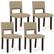 Front. Costway - Wooden Dining Chair Set of 4 with Acacia Wood Frame Padded Seat & Back Home - Beige+Brown.