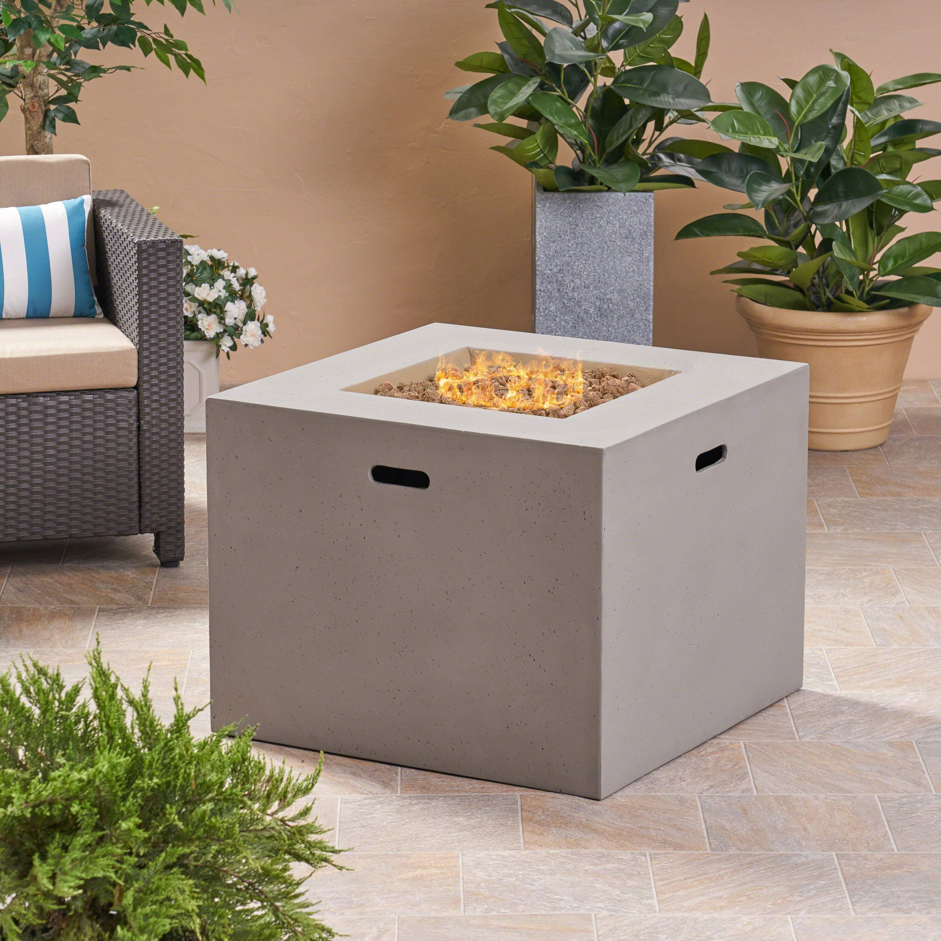 Back. APRILSOUL - AIDAN 31 inch SQUARE FIRE PIT 40000 BTU - LIGHT GREY.