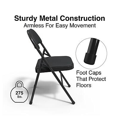 Sturdy Metal Construction  
Armless For Easy Movement  
275 lbs.  
Foot Caps That Protect Floors