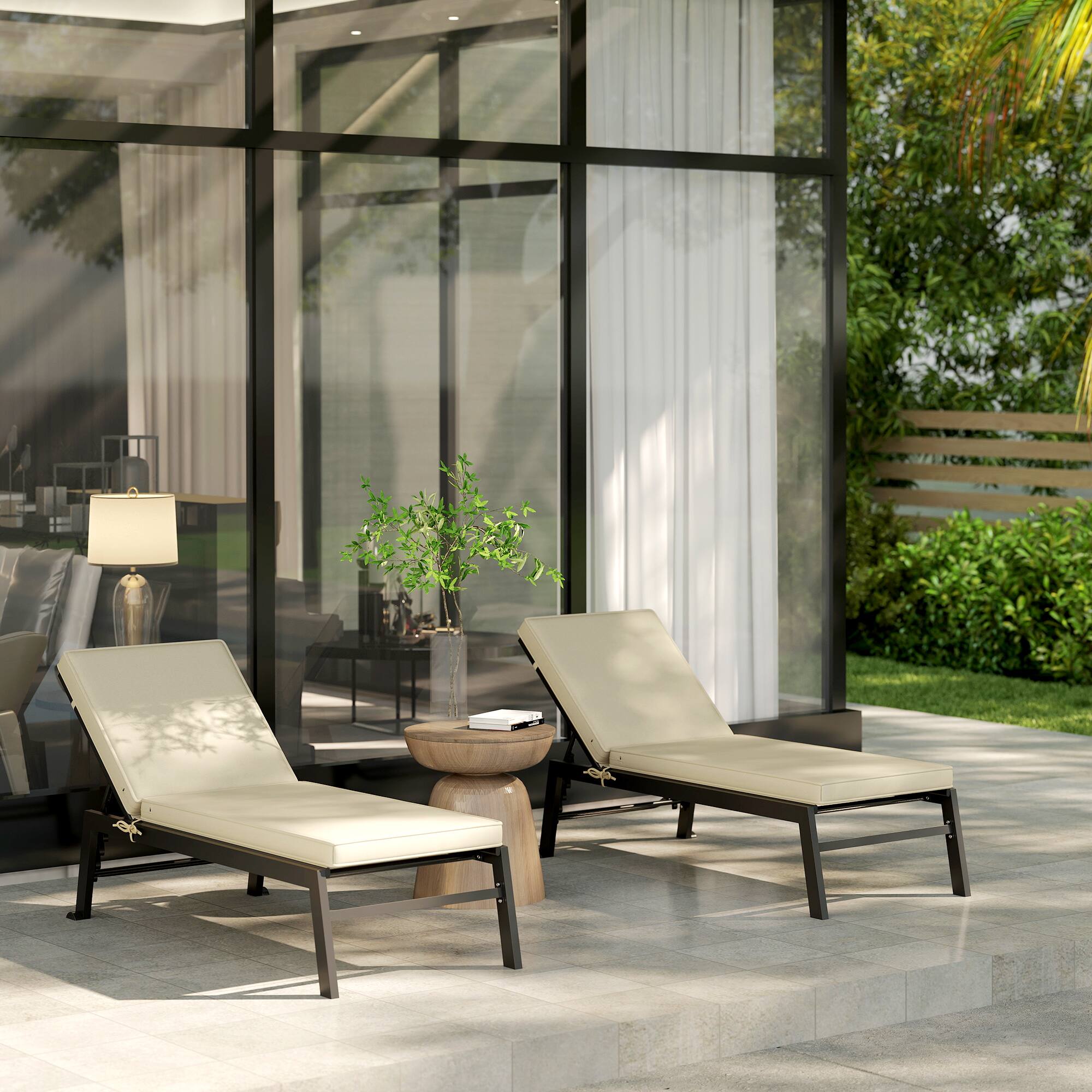 Alt View 7. Outsunny - Patio Chair Cushions with Backrests - Beige.