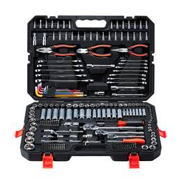 VEVOR - Mechanics Tool Set, 314-Piece Mechanic Tool Kit, 1/4 in, 3/8 in, and 1/2 in Drive, Metric Socket Set, Wrenches - Black