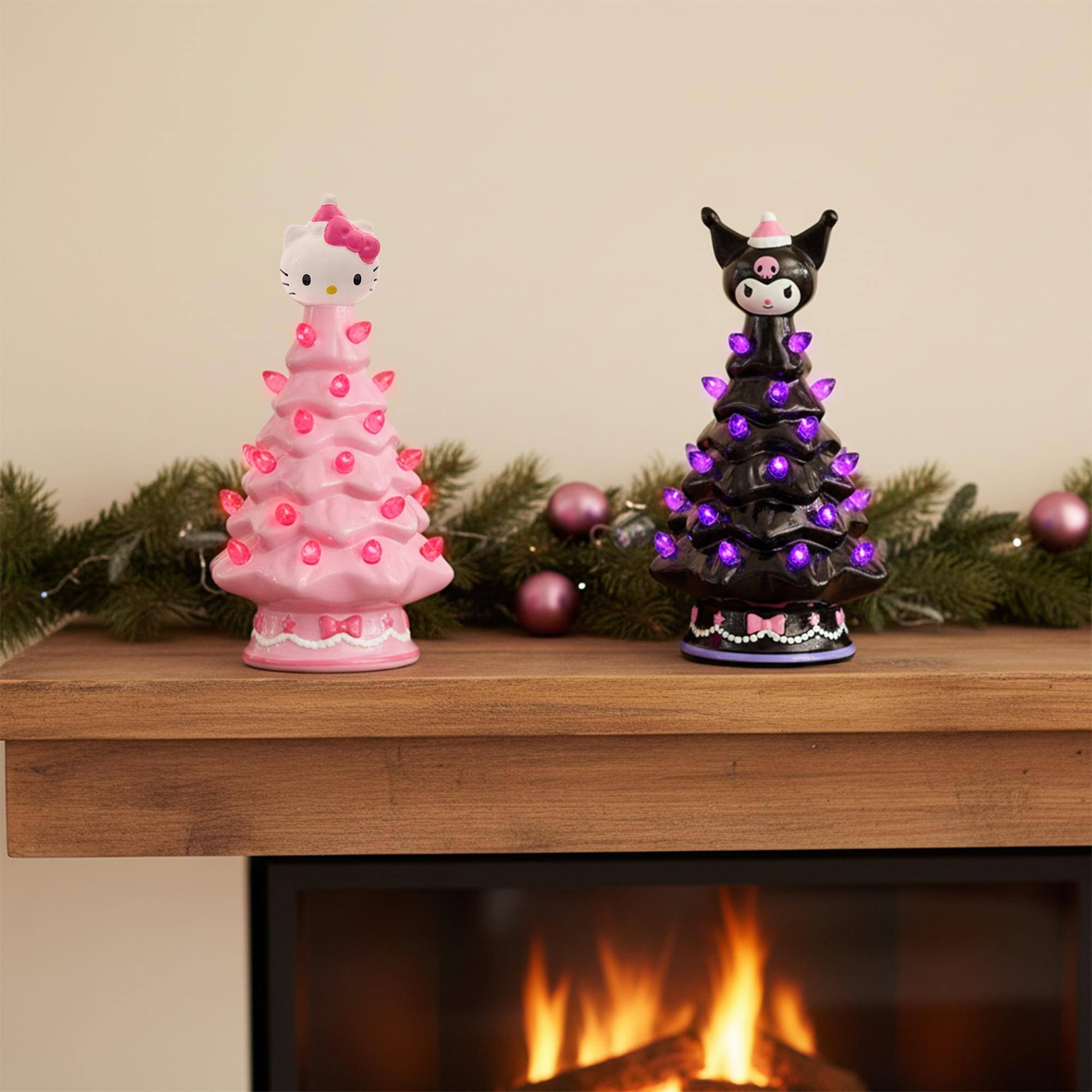 Alt View 5. Ukonic - Sanrio Characters Light-Up Ceramic Christmas Tree Set Of 4 - Black, Pink, White.