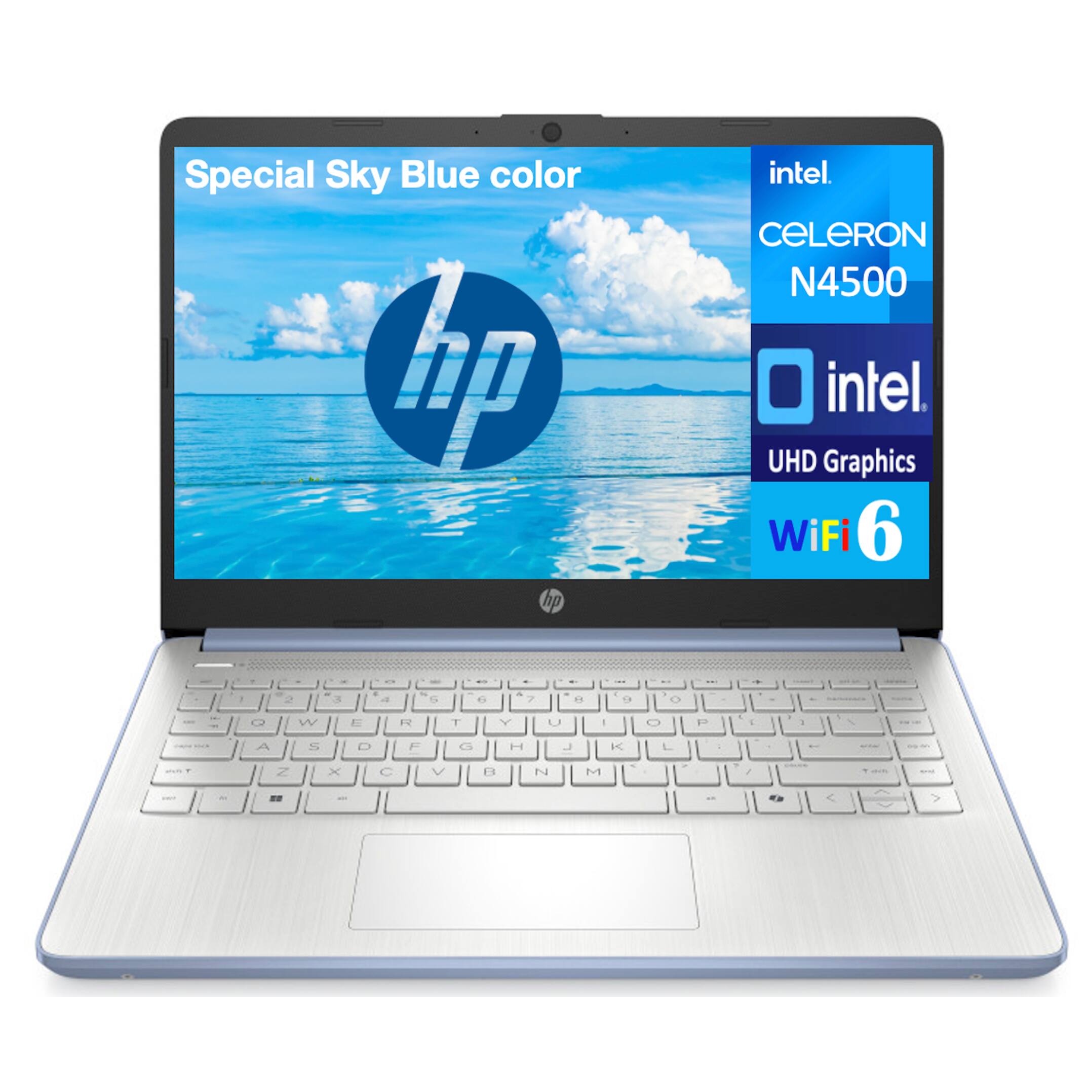 Special Sky Blue color  
HP  
intel  
CELERON N4500  
intel UHD Graphics  
WiFi 6