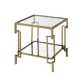 Furniture of America - Anaheim Metal 1-Shelf End Table Champagne - Gold