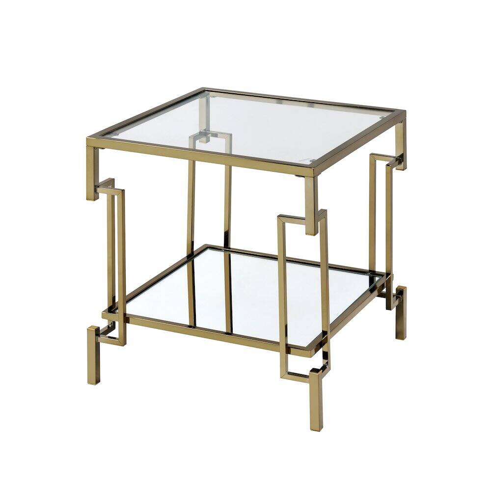 Front. Furniture of America - Anaheim Metal 1-Shelf End Table in Gold Champagne - Gold.