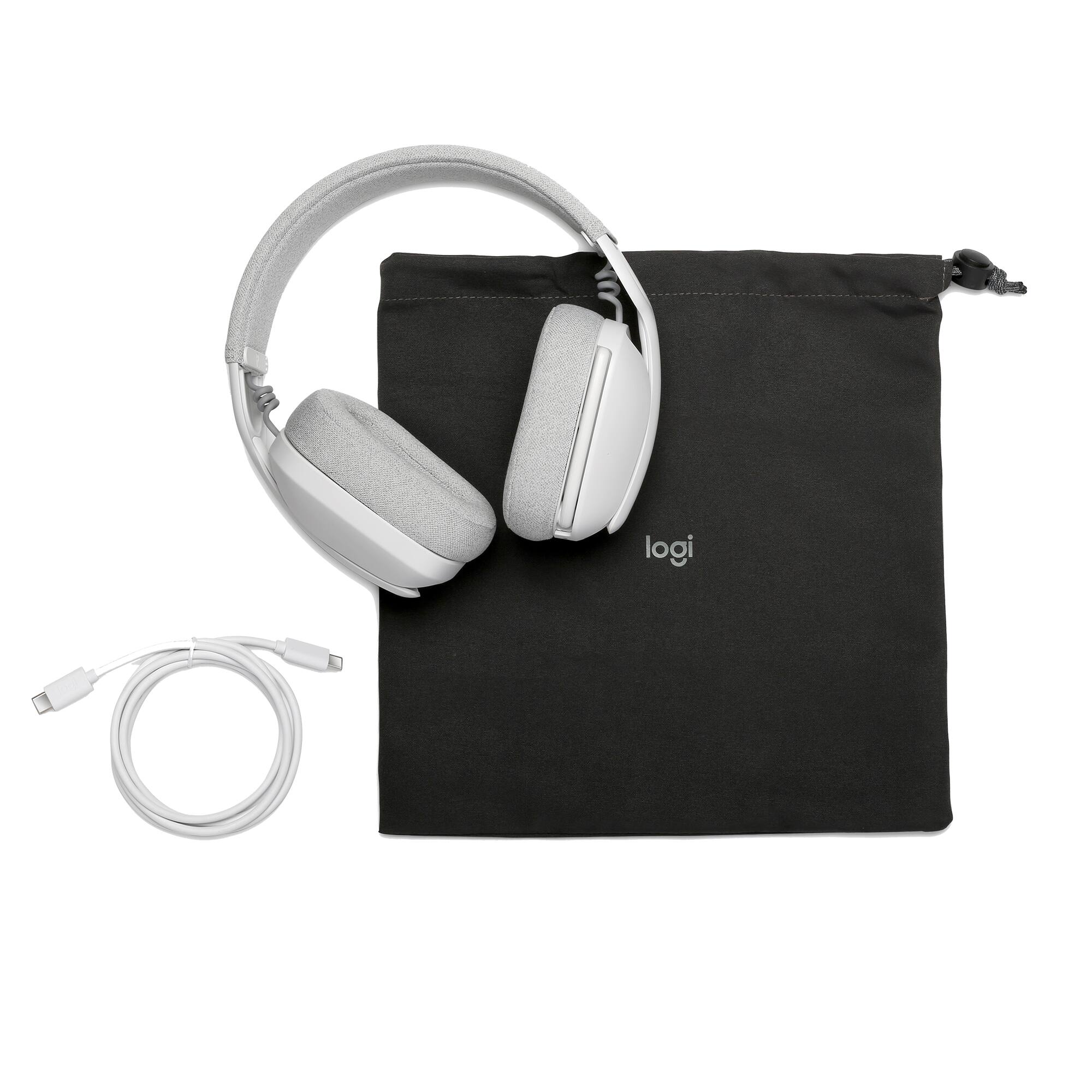 Alt View 19. Logitech - Zone Vibe 100 Bluetooth Over Ear Headphones with Noise-Cancelling Microphone - Off-White.