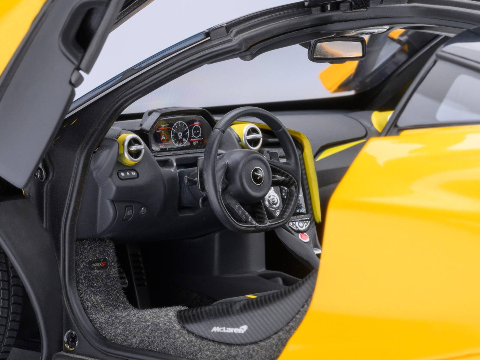 Alt View 3. Autoart - McLaren 720S Volcano Yellow with Black Top and Carbon Accents 1/18 Model Car by Autoart.