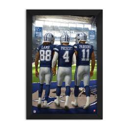 Sporticulture - Dak Prescott, Micah Parsons & CeeDee Lamb Dallas Cowboys Framed Three-Player Art Print - Blue