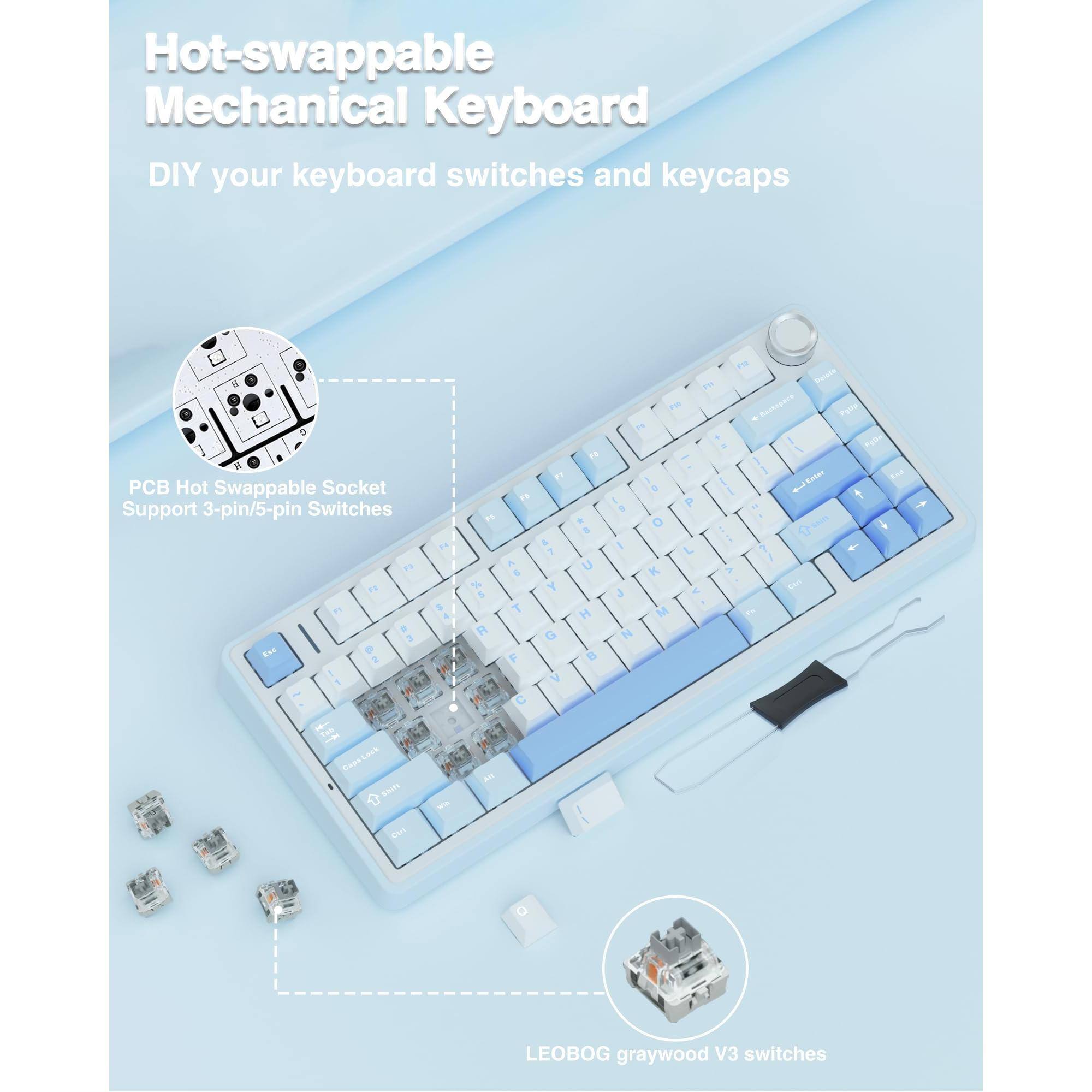 Hot-swappable Mechanical Keyboard

DIY your keyboard switches and keycaps

PCB Hot Swappable Socket
Support 3-pin/5-pin Switches

LEOBG graywood V3 switches