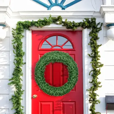 24" Pre-Lit Canadian Pine Artificial Christmas Wreath - Clear Lights - .co