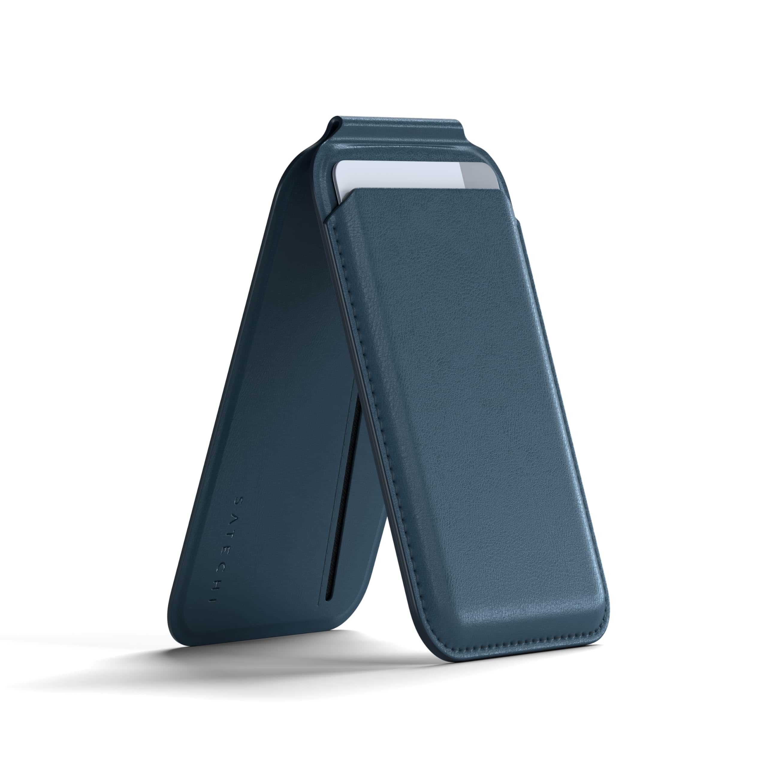 Satechi - Magnetic MagSafe Wallet - Double Flap Stand, 4 Card Slots, NFC Pass-Through, for iPhone 17/16/15/14/13/12 - Dark Blue