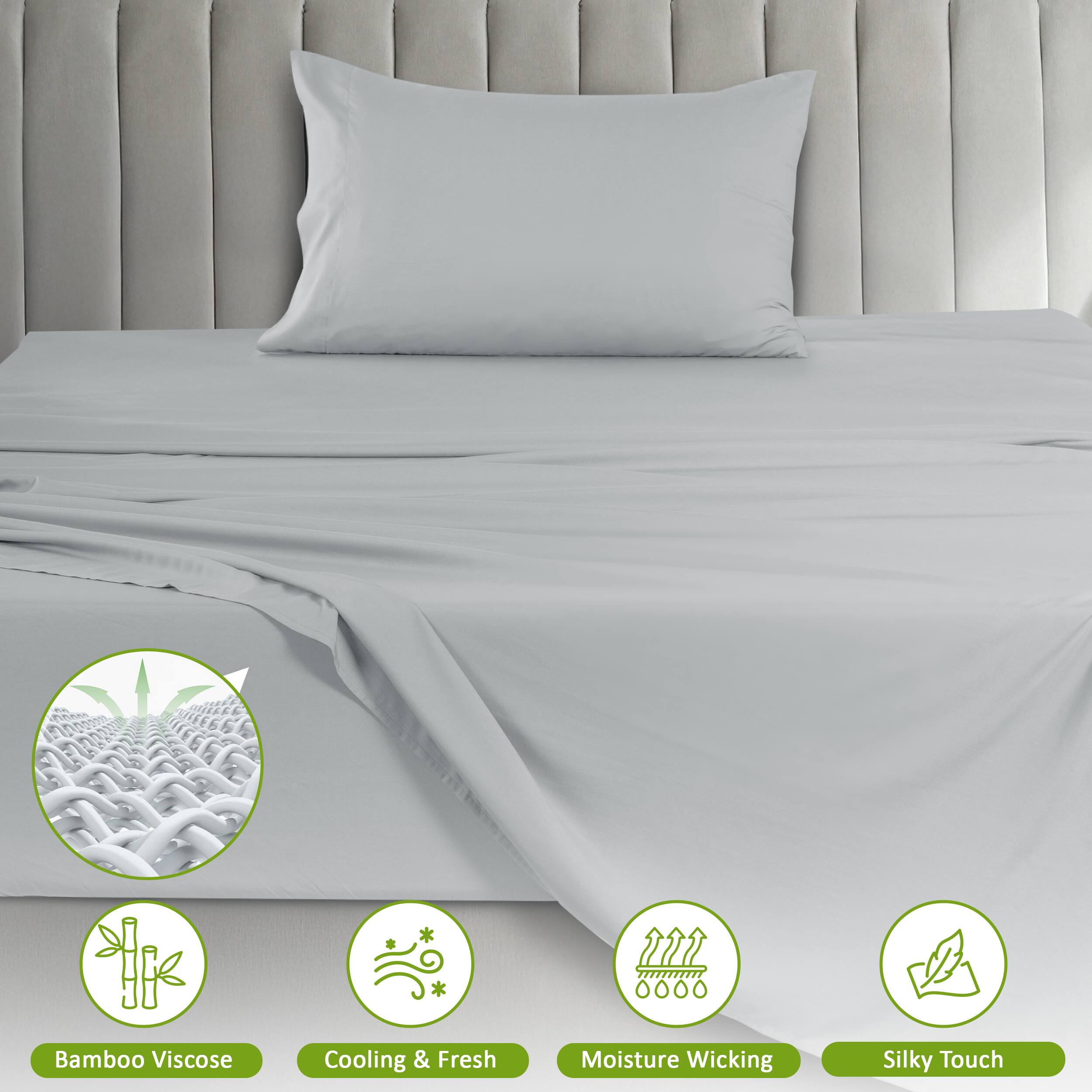 Bamboo Viscose  
Cooling & Fresh  
Moisture Wicking  
Silky Touch