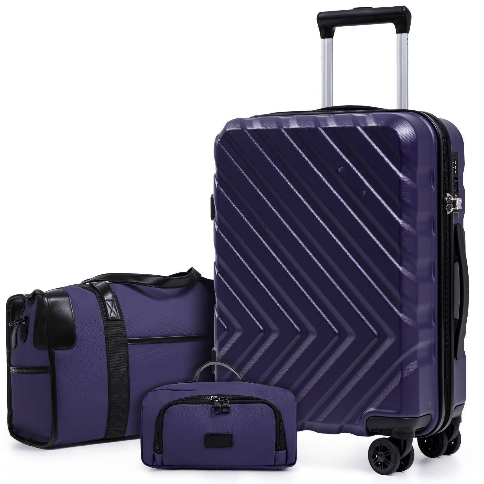 Dapper Styles - Luggage Sets 3 Piece Suitcases include - Violet-3piece