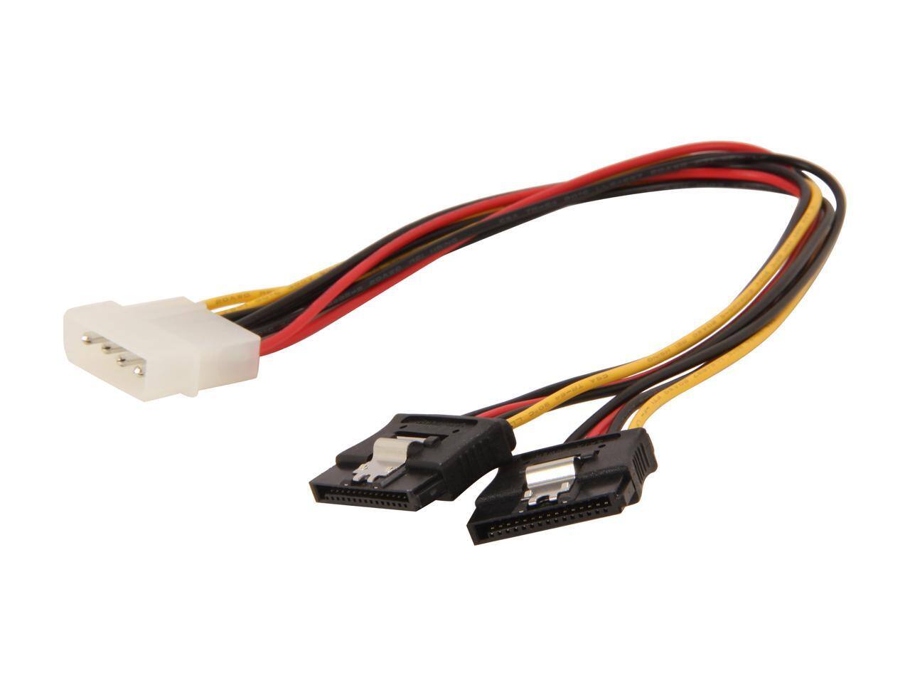 Alt View 1. StarTech.com - StarTech.com PYO2LP4LSATA 1 ft. LP4 to 2x Latching SATA Power Y Cable Splitter Adapter - 4 Pin Molex to Dual SATA.