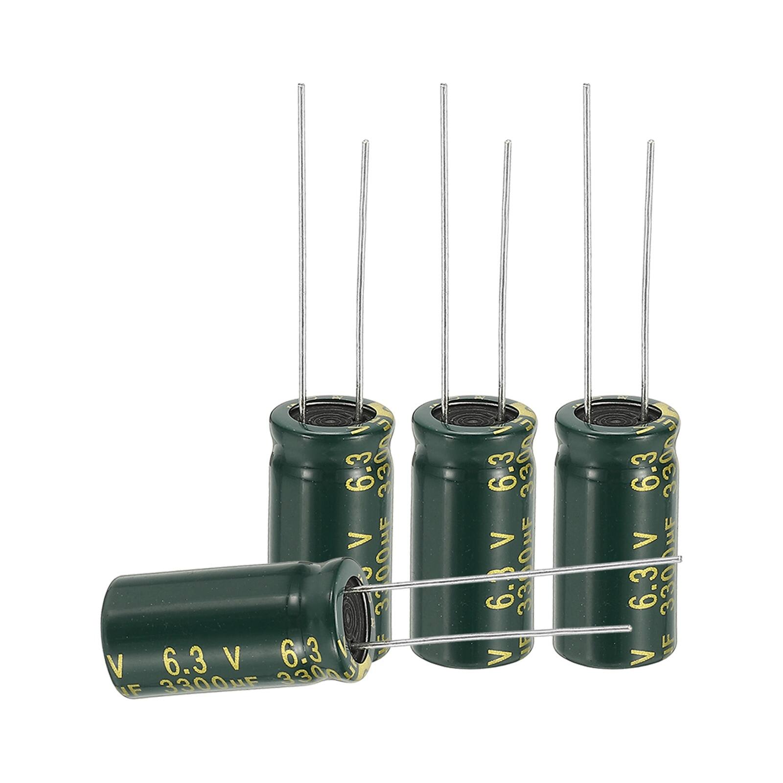 Unique Bargains - 3300uF 6.3V 10x20mm Electrolytic Capacitor, High Frequency, Low Impedance, Radial Leads, 24pcs - Green