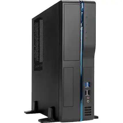 Front. In Win - In Win Computer Case - Ultra Small - Black - 5 x Bay - 1 x 300 W - Power Supply Installed - Micro ATX, Mini ITX - Black.