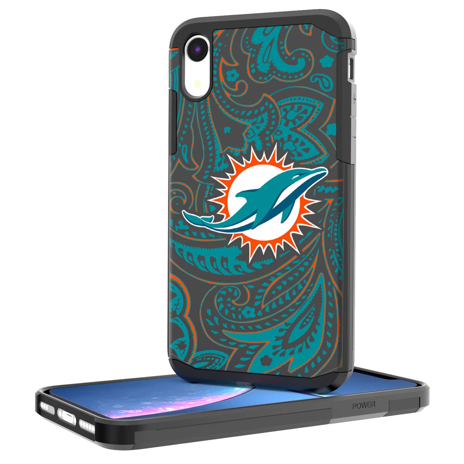 Keyscaper - NFL - Miami Dolphins iPhone Rugged Paisley Design Case - 15 - Multicolor