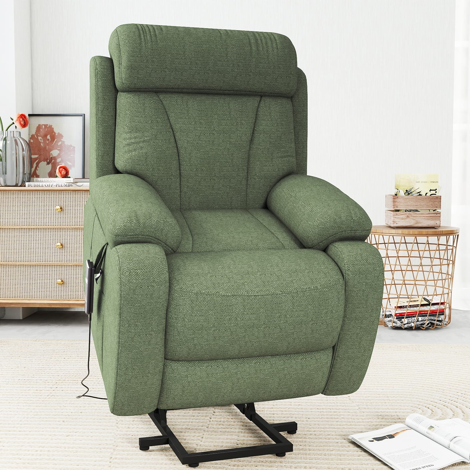 TinyHomie - Power Lift Recliner for Elderly Heavy Duty Lift Chair Recliners for Small Spaces Electric Recliner Chairs - Green
