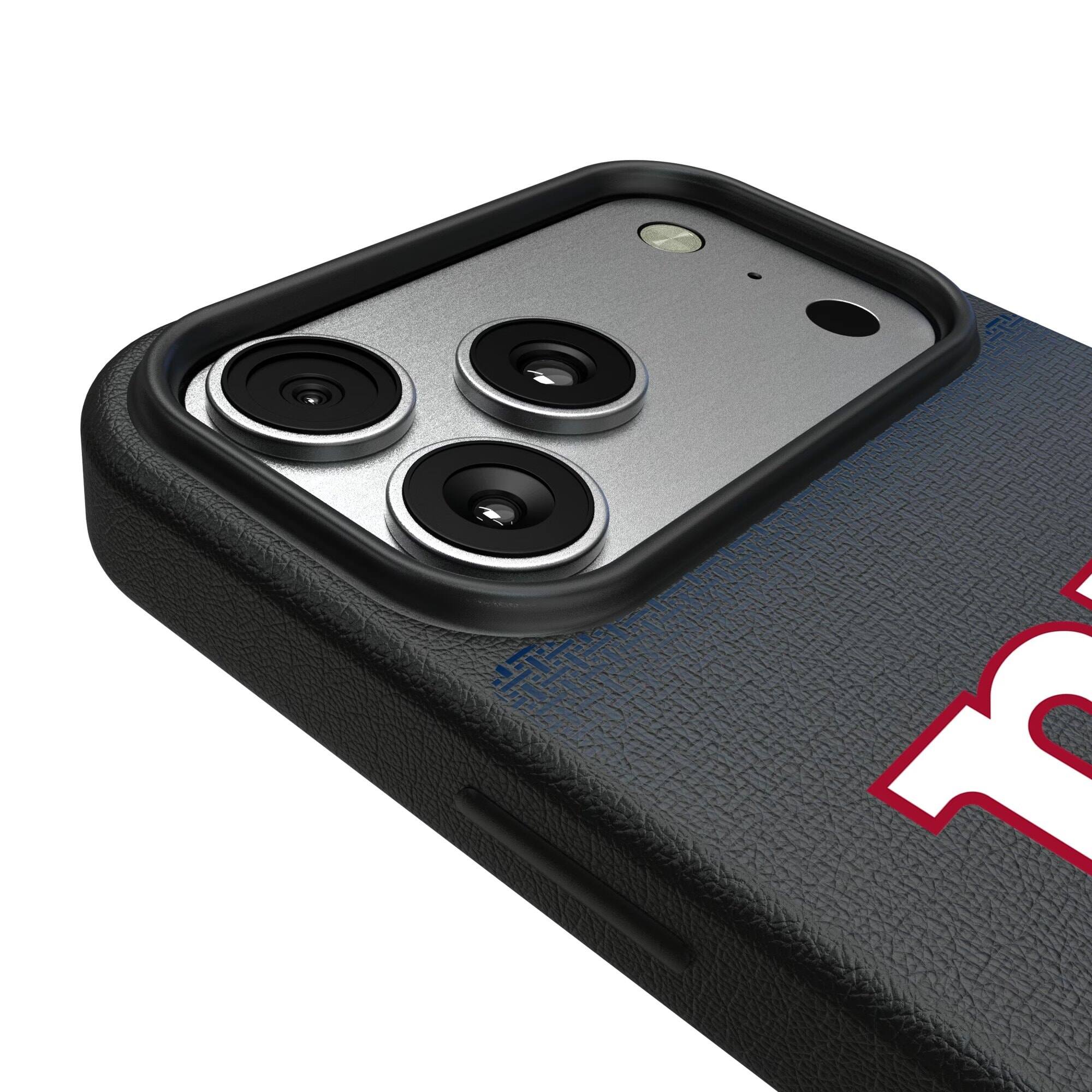 Alt View 2. Keyscaper - New York Giants Linen Logo iPhone Magnetic Bump Case - 15 Pro Max - Black.
