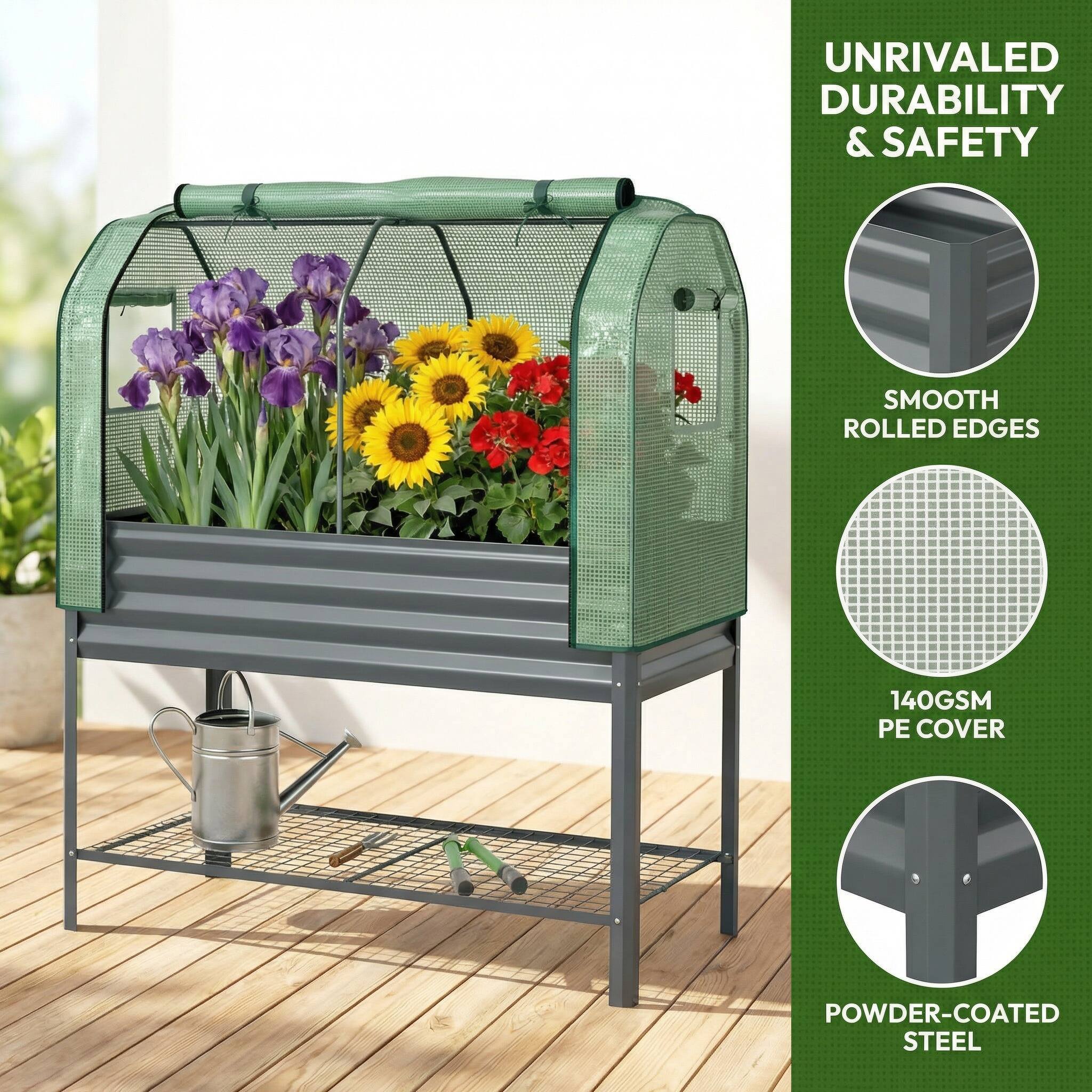 UNRIVALED DURABILITY & SAFETY  
SMOOTH ROLLED EDGES  
140GSM PE COVER  
POWDER-COATED STEEL