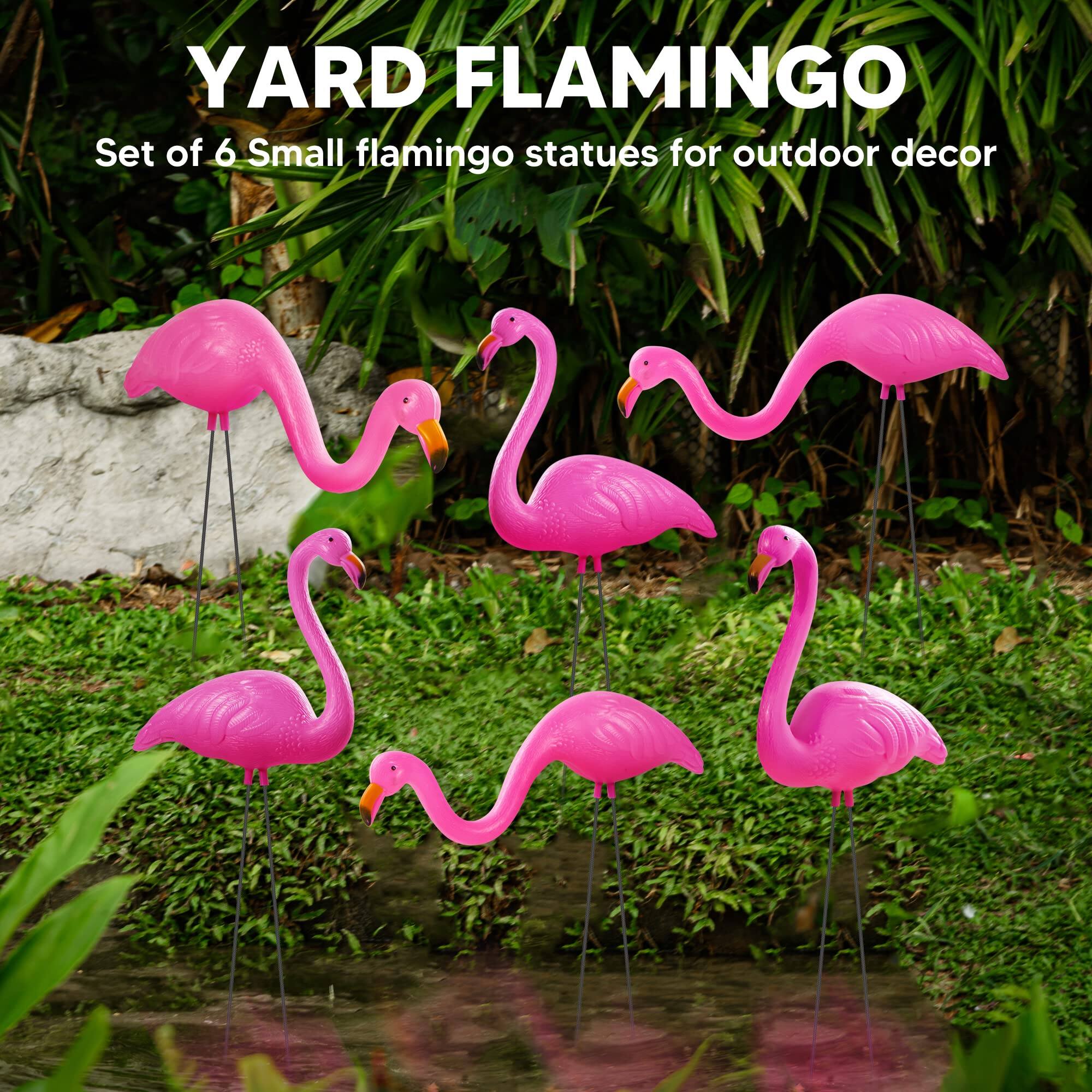 "Joyfy - 6 Pack Small Flamingo Yard Ornaments with Metal Legs, 17"" Plastic Lawn Statues for Outdoor Garden Decor - Pink" price history on PriceWatchPro