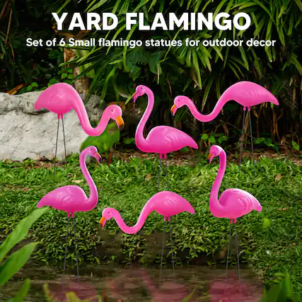 YARD FLAMINGO
Set of 6 Small flamingo statues for outdoor decor