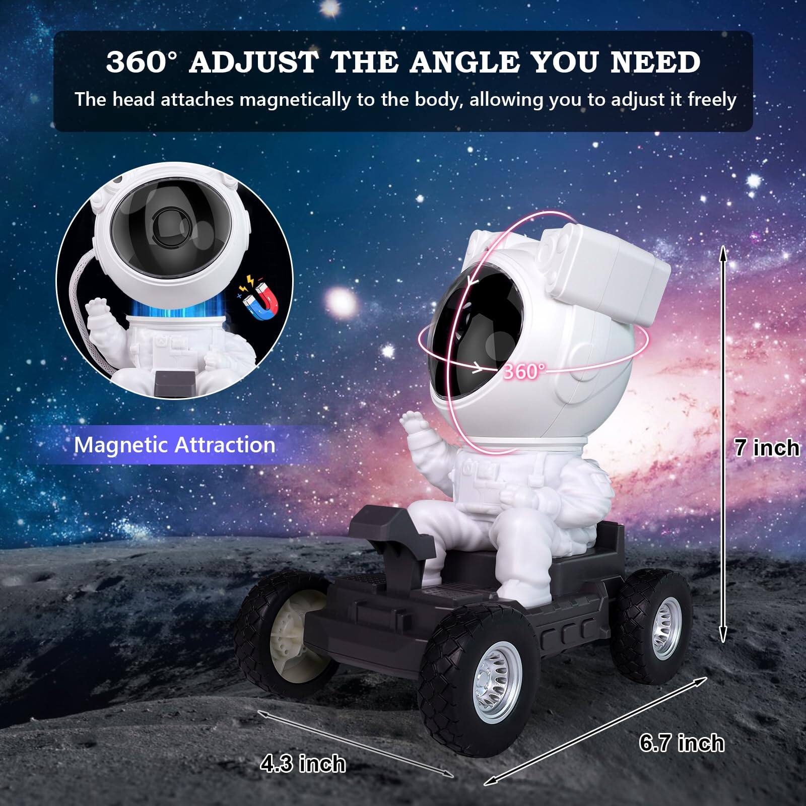 360° ADJUST THE ANGLE YOU NEED  
The head attaches magnetically to the body, allowing you to adjust it freely  

Magnetic Attraction  

7 inch  
6.7 inch  
4.3 inch