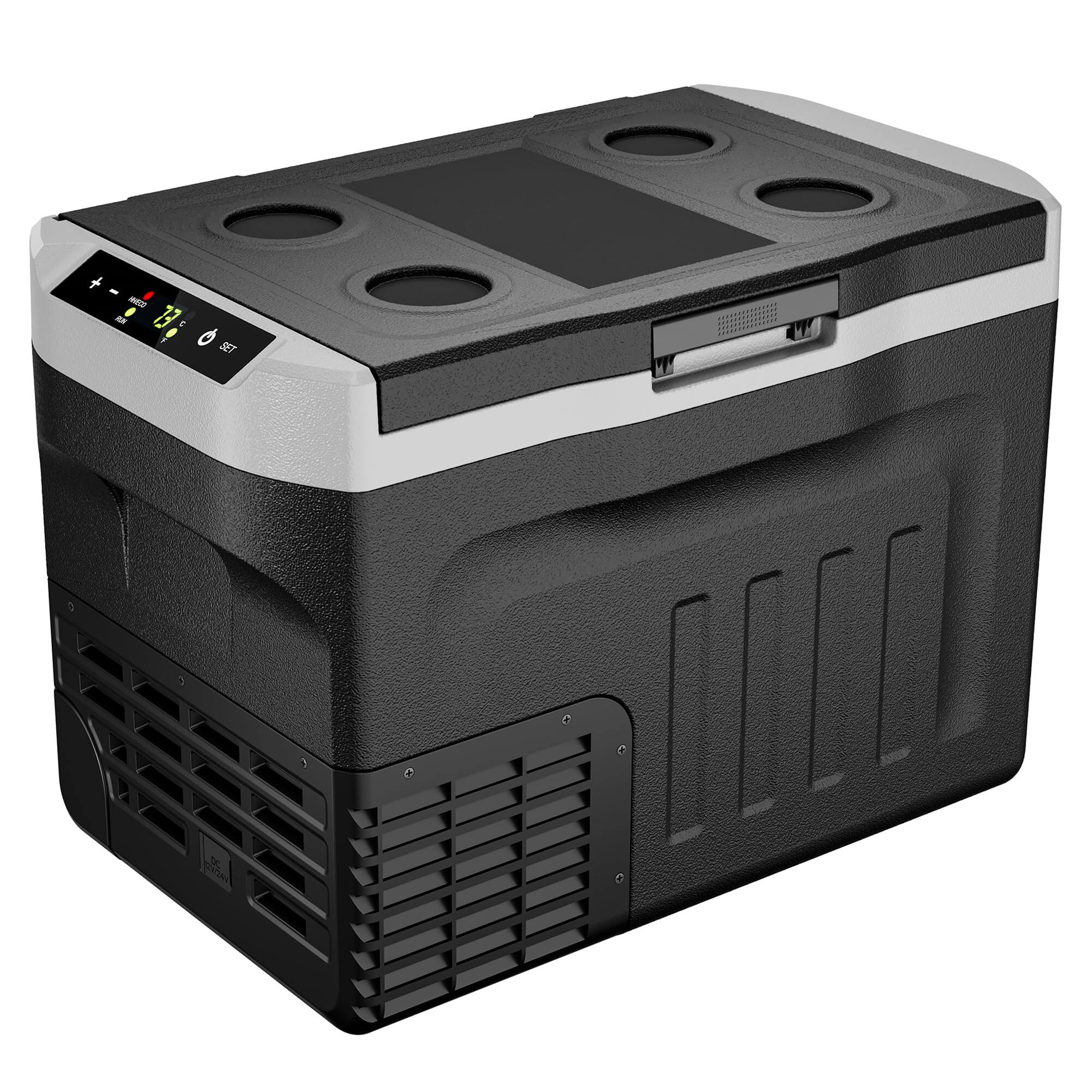 Ecooso - 12V Car Refrigerator 32 QT with Touch Panel and Removable Divider - Black