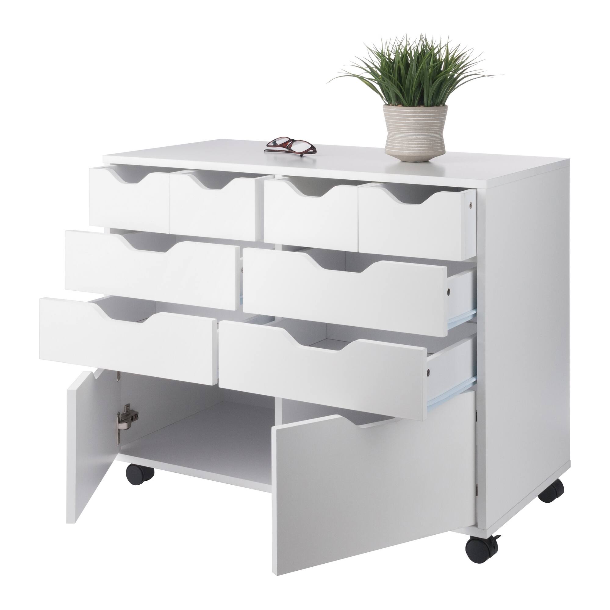 Alt View 9. Winsome Wood - Halifax Bins & Drawers Multi-Storage Wide Mobile Cabinet - White.