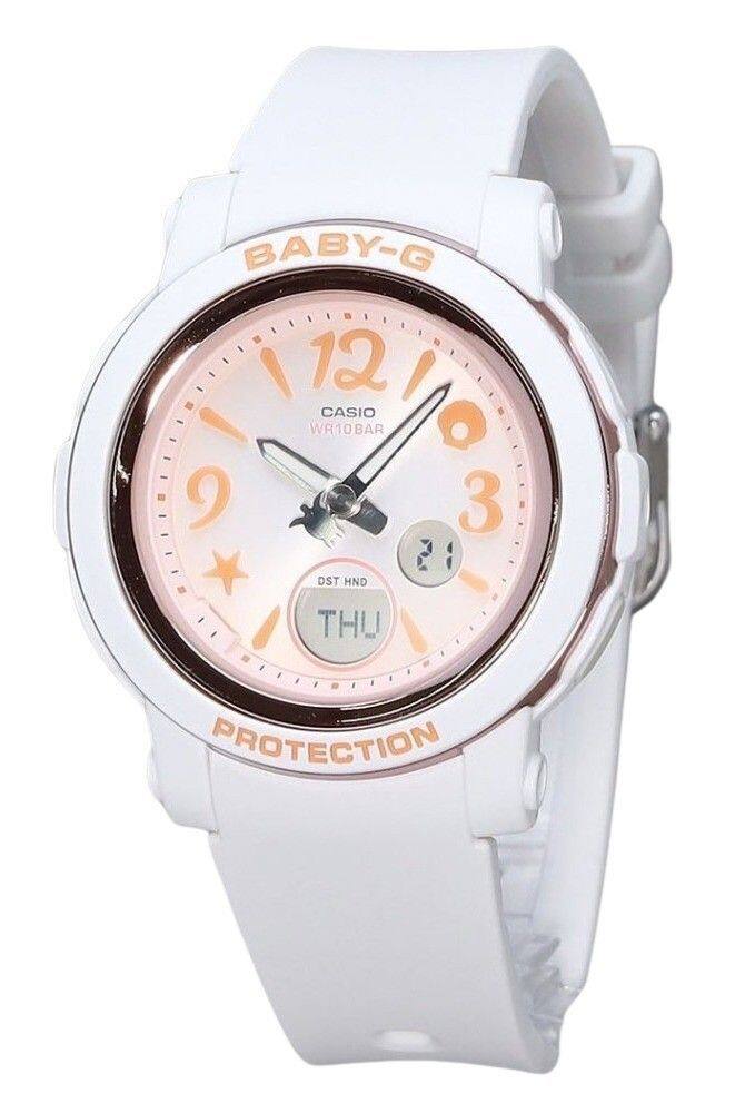 Casio - Baby-G Analog Digital Undersea World Resin Strap Orange Dial Quartz BGA-290US-4A Women's Watch 100M - White and Orange