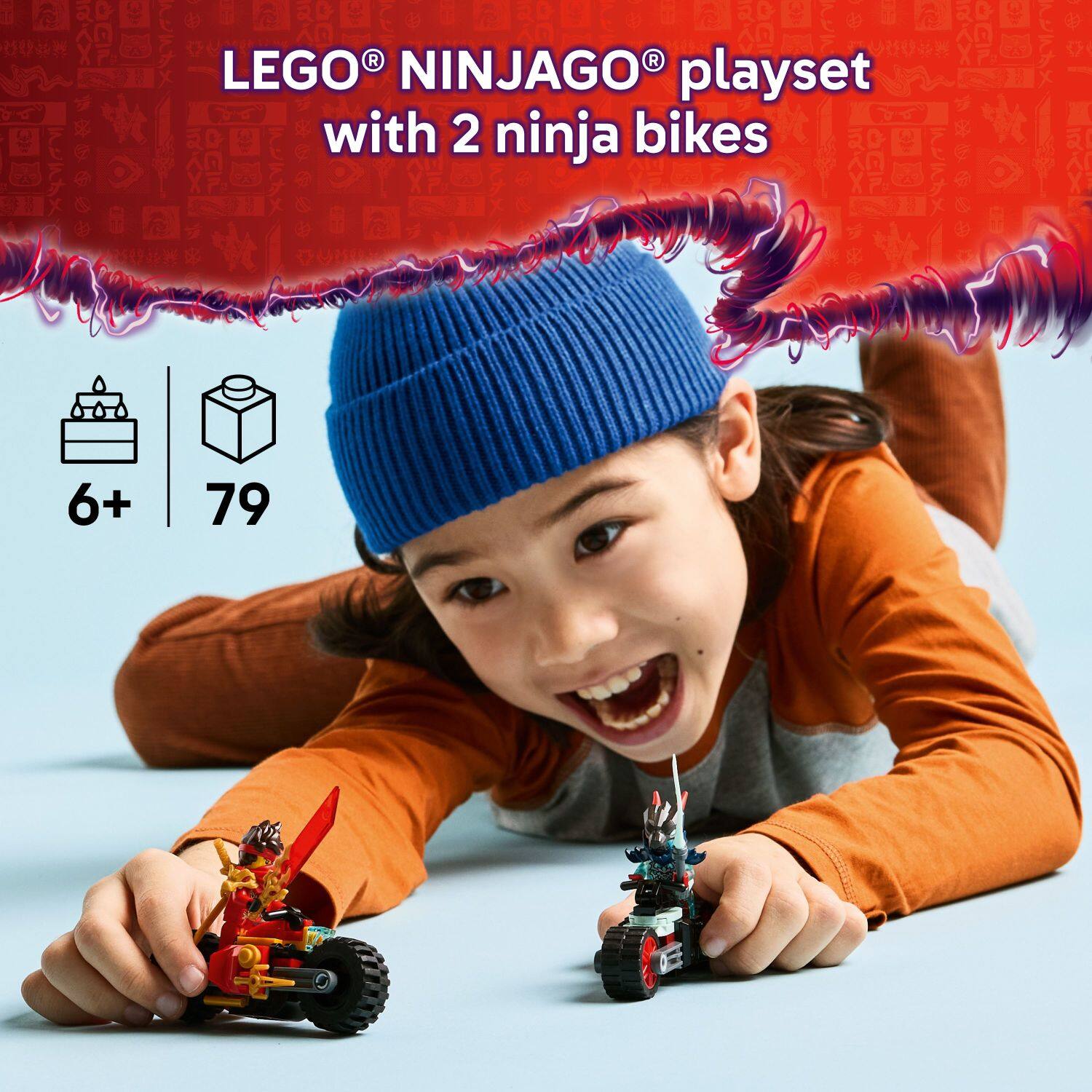 LEGO NINJAGO playset with 2 ninja bikes 6+ 79