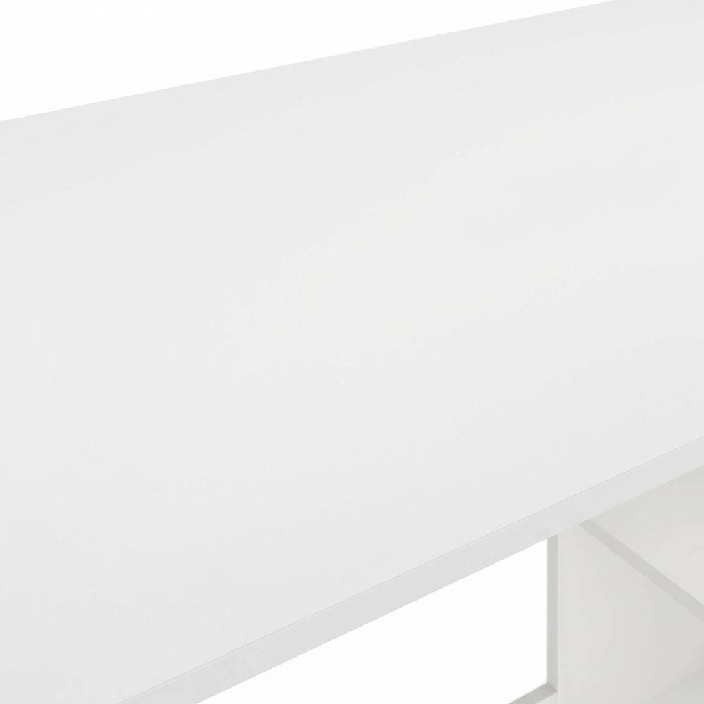 Alt View 1. BisonOffice - White Modern Living Computer Desk with Sturdy Construction and Spacious Surface - Solid White/White.
