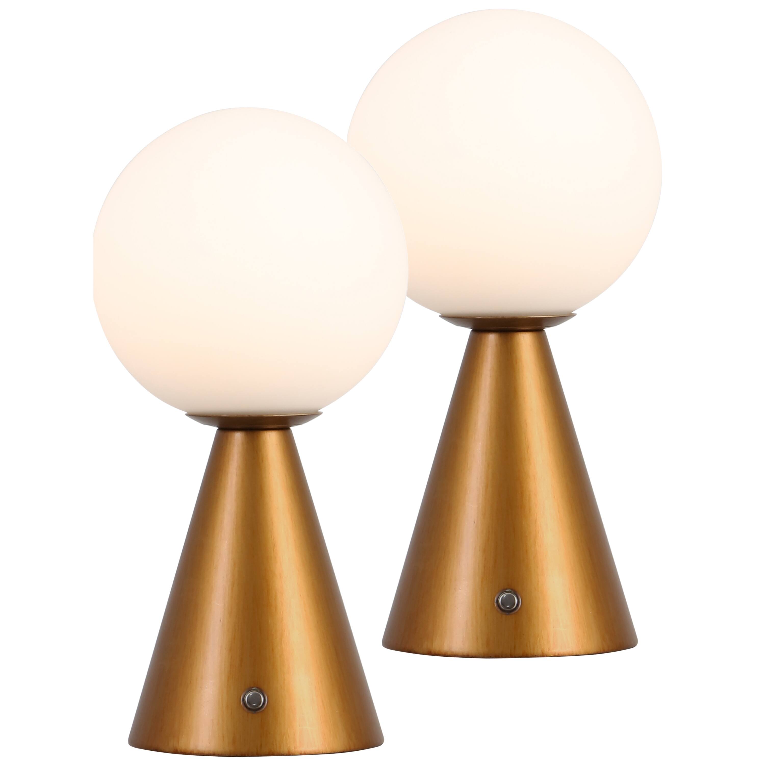 Jonathan Y - Macie 11.75" Modern Globe Rechargeable Dimmable Integrated LED Table Lamp with Touch Sensor, (Set of 2) - Antique Gold