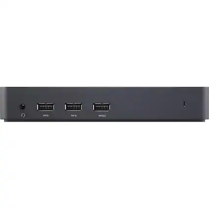 Front. Dell - D3100 USB 3.0 Docking Station- HDMI - DP - Ethernet - USB-C - USB-A - Headphone and audio output -Plug and Play - Black.