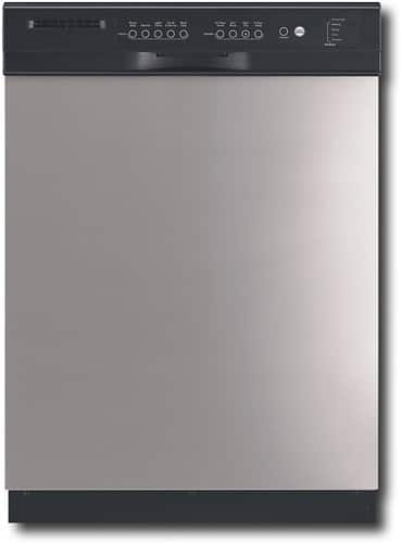 Front Standard. KitchenAid - Classic Console P Series 24" Tall Tub Built-In Dishwasher - Black-on-Stainless.